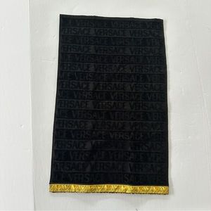 Versace Luxury Hand Towel Logo New Black and signature gold
